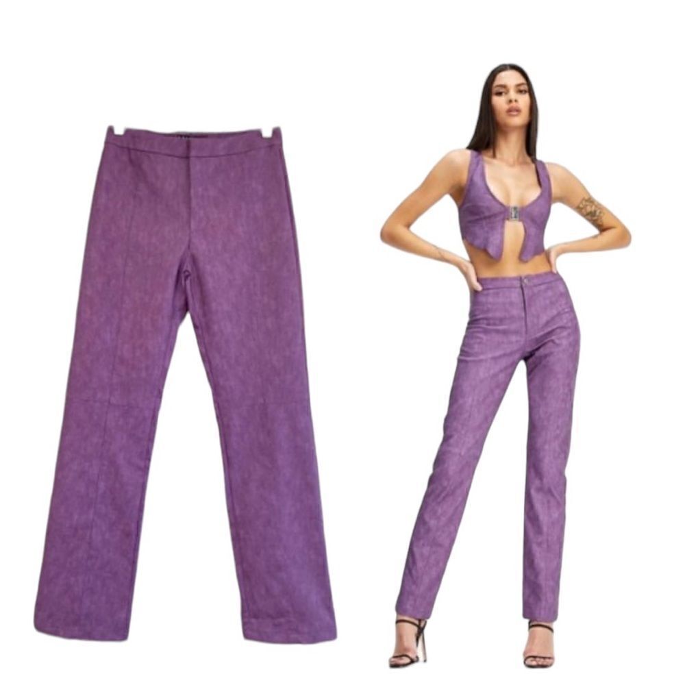 I.AM.GIA Saros Straight Leg Purple Faux Leather Pants NWT S